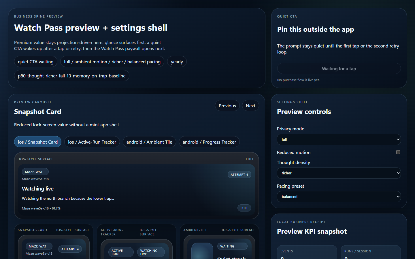 Mazer Watch Pass preview shell